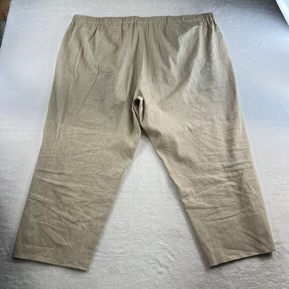 J Jill Plus 4X Linen Stretch Pants Pull On Elastic Waist Straight Leg Slit Hem - Picture 10 of 15